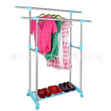 礼品宾馆房间可用豪华型不锈钢复合管落地移动双杆晒衣架