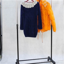 单杆铁管喷塑+不锈钢挂衣架落地可伸缩拆装晒衣架带轮子