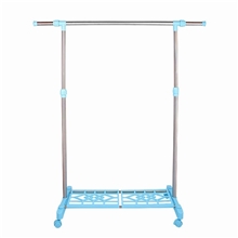 超强承重加厚不锈钢复合管单杆阳台落地可伸缩拆装晾晒衣架