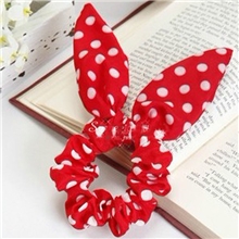 韩版发饰新款流行小圆点头饰雪纺可爱兔耳朵发圈热销饰品批发