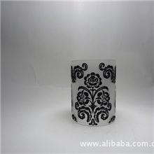 植绒玻璃杯，喷色植绒蜡烛杯，植绒玻璃工艺品Flockingglasses