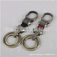 古铜色真皮钥匙扣男士腰挂创意锁匙扣大小双圈汽车钥匙链扣420A