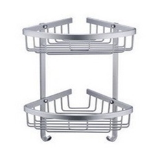 太空铝置物架实心双层三角带勾网篮卫浴转角架转角双层网篮