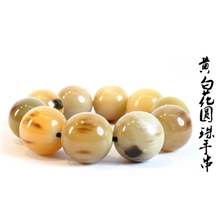 戴氏佛珠手链厂家直销2.5cm黄白花牦牛角手串手链男士手链