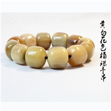 戴氏佛珠手链厂家直销2.0cm天然黄白花牦牛角桶珠手串手链