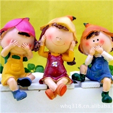 供应田园家居摆件树脂娃娃三不牵牛花娃娃7930