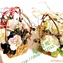 热卖爆款田园家居装饰摆设仿真花整体花艺玫瑰小提篮378KEY