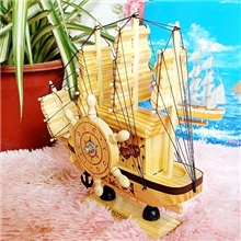 新款手工工艺品木模型八音盒小帆船60-1