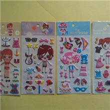 卡通公主装扮泡泡贴奖励贴纸立体卡通动物贴纸