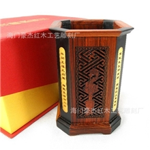 红木笔筒红檀木嵌黑檀木嵌黄杨木笔筒商务礼品厂家批发