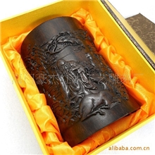 红木笔筒黑枝木笔筒非洲黑檀木笔筒红木浮雕笔筒老寿星笔筒