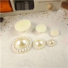 平底圆形半面珍珠太阳花手机美容DIY饰品配件贴钻材料
