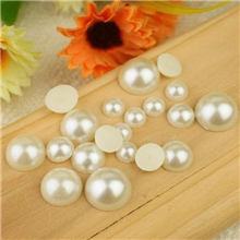 平底圆形半面珍珠手机美容DIY饰品配件贴钻材料多尺寸100颗/包