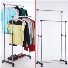 厂家直销双杆晾衣架升降式落地折叠衣架不锈钢晒衣架固定03