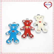 生产供应天爱滴胶饰品七钻熊图形项链吊坠批发