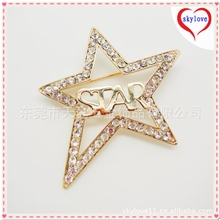 厂家直销天爱镶钻礼品小饰品五角星形状韩版明星款胸针