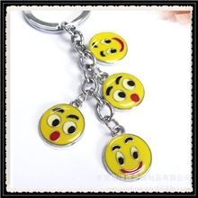 钥匙扣批发创意新款钥匙扣滴胶卡通笑脸多挂件钥匙扣