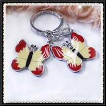 钥匙扣批发创意新款钥匙扣滴胶卡通蝴蝶飞舞多挂件钥匙扣