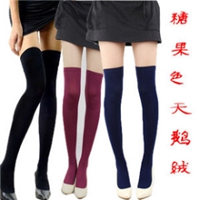 百搭长筒过膝袜天鹅绒长筒过膝袜糖果色丝袜长筒过膝
