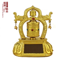 太阳能转经轮双龙转经筒转金轮太阳能汽车摆件批发转经轮批发