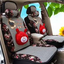 正品汽车坐垫蕾丝花布小熊卡通可爱四季通用车垫夏季坐垫
