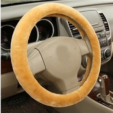 秋冬季短毛绒汽车方向盘套车把套363840cm大小号定制内黑圈批发