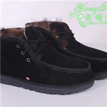 工厂直销贝克汉姆款正品牛皮羊毛一体雪地靴男士系带棉鞋保暖鞋