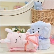 日单无敌可爱蓝大象粉兔兔空调毯午休毯珊瑚绒毯小毛毯宝宝盖毯