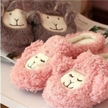 冬季可爱粉羊家居拖鞋包跟软底情侣棉拖鞋男女居家鞋棉鞋地板鞋