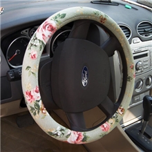 印花方向盘套汽车把套环保内圈吸汗防滑田园风格汽车用品汽车内饰