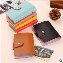 T小羊皮纹皮质搭扣卡套24位卡位糖果色卡夹批发LOGO定做50