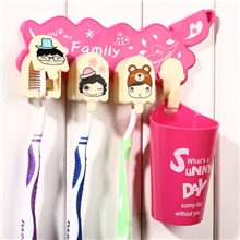 可爱嘻唰唰牙刷架+潄口杯套装居家必备