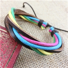 韩国女生饰品爆款牛皮蜡绳网织手链韩版手链皮质饰品