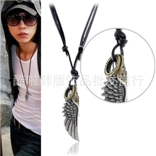 PL002韩版牛皮天使翅项链仿古韩版饰品项链批发复古饰品