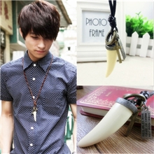 【PL0034】厂家小额批发韩版真牛皮象牙形项链