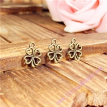 DIY饰品配件材料厂家批发17*13MM四叶草幸运花爱心草古青