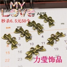 DIY饰品配件材料厂家批发20*8MM上下孔蝴蝶结古青铜配件