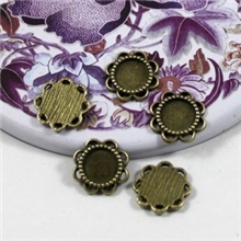 合金材料厂家批发14MM圆形花边小底托内入8MM古青铜合金