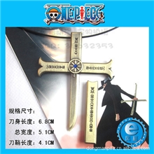 海贼王动漫周边/鹰眼十字架带鞘刀扣项链饰品铜色XL-J02052
