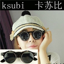 8008太阳眼镜KSUBI卡苏比眼镜复古小圆框铆钉墨镜翻盖太阳镜