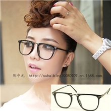 5025批发韩版学院风金属合金加板材平光镜男女黑框眼镜平光眼镜