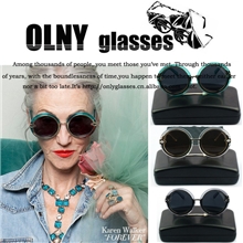 OF69109Karenwalker凯伦沃克新款圆框果冻蓝太阳眼镜墨镜女批发