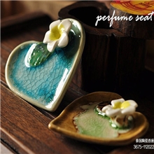 泰国陶瓷香座批发釉色可爱心形瓷香插批发3675-112022-112041