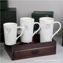 星巴克杯陶瓷杯亚光磨砂数字杯子经典版马克杯批发logo定做