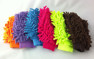 汽车双面洗车雪尼尔珊瑚虫式擦车清洁手套（无包装）双面雪尼尔