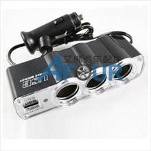 大量供应点烟器插座车用一分三点烟器带USB车载充电器0120