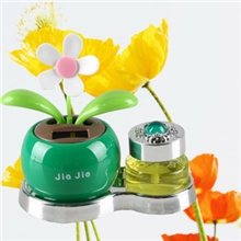 【厂家直销】批发供应新款环保太阳能苹果花车载香水座饰品摆件