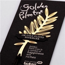 韩国书签bookzzicard|18K镀金--黄金棕榈叶款创意金属书签批发