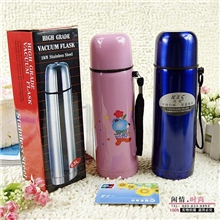 0432500子弹头彩色吊带不锈钢保温壶带开关保温杯卡通保温杯