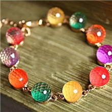 复古金色七彩糖果色甜美水晶珠手链彩色水晶手链饰品厂家直销厂